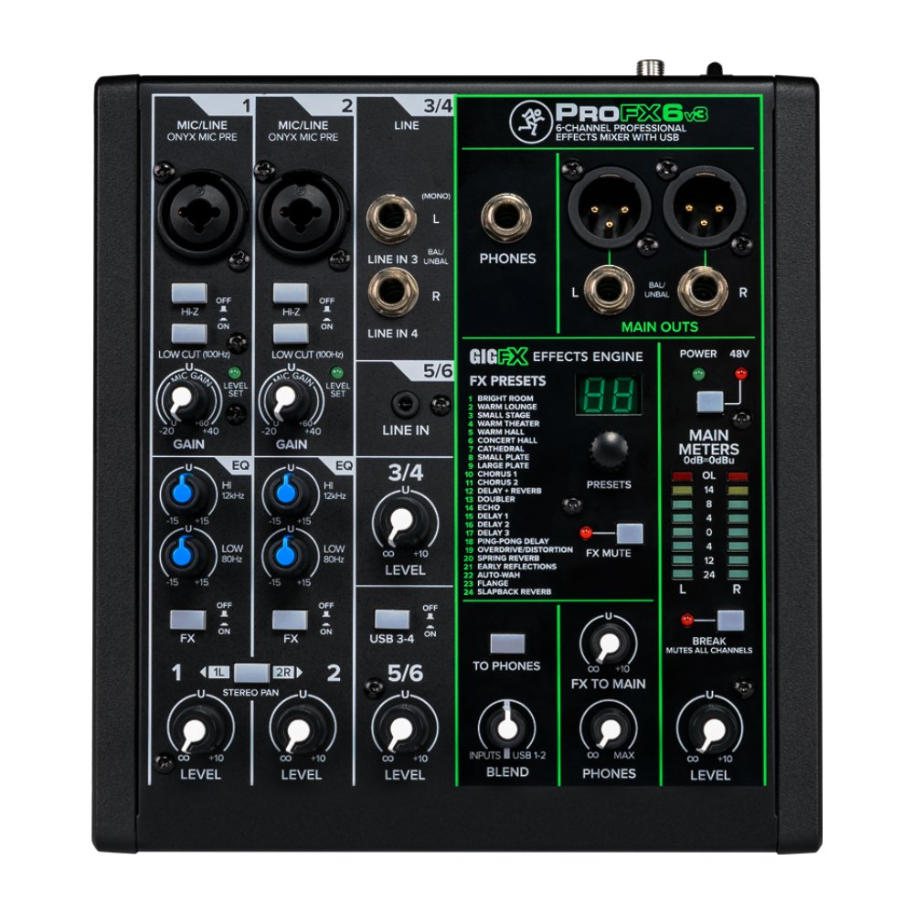 Mackie ProFX6v3 6-channel Mixer with USB and Effects