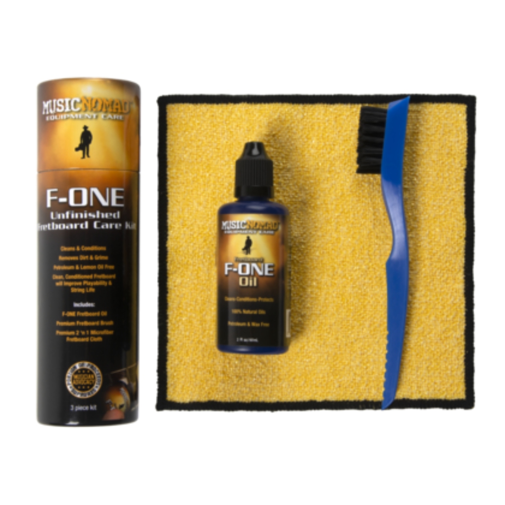Music Nomad F-ONE Unfinished Fretboard Care Kit - Oil, Cloth, Brush MN125