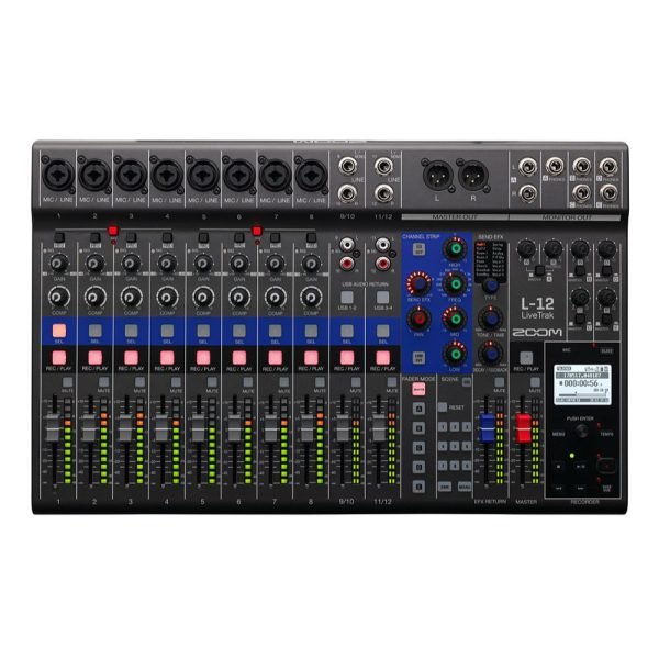 Zoom LiveTrak L-12 (L12) Digital Mixer and Multi-Track Recorder – 12-Channel Portable Studio Solution