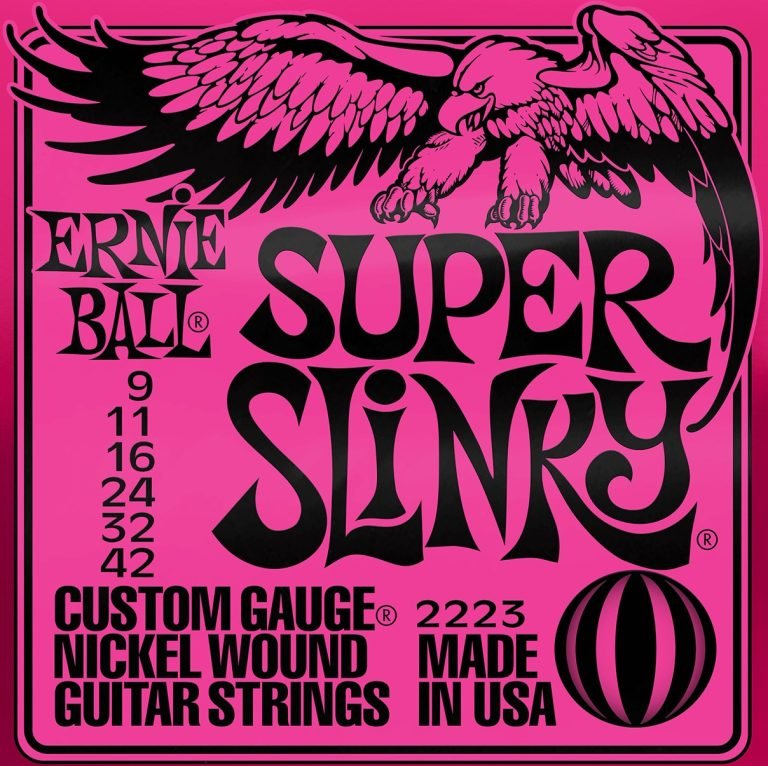 ERNIE BALL P02223 SUPER SLINKY NICKEL WOUND ELECTRIC GUITAR STRINGS, 9-42 GAUGE
