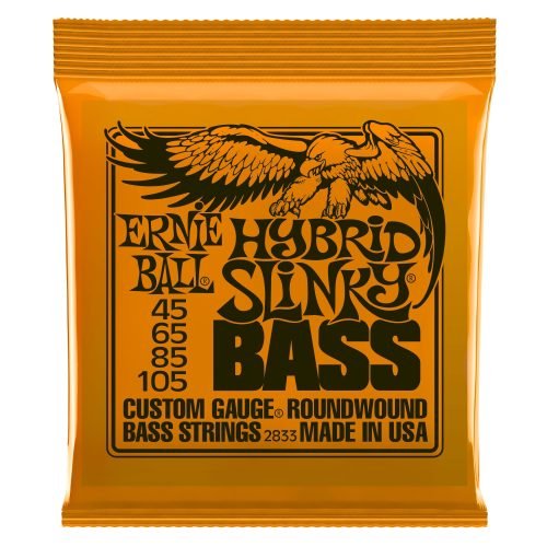 ERNIE BALL P02833 HYBRID SLINKY NICKEL WOUND ELECTRIC BASS STRINGS, 45-105 GAUGE