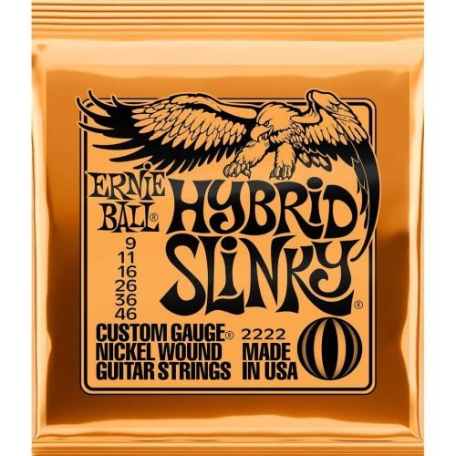 ERNIE BALL P02222 HYBRID SLINKY NICKEL WOUND ELECTRIC GUITAR STRINGS, 9-46 GAUGE