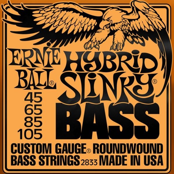 ERNIE BALL P02833 HYBRID SLINKY NICKEL WOUND ELECTRIC BASS STRINGS, 45-105 GAUGE