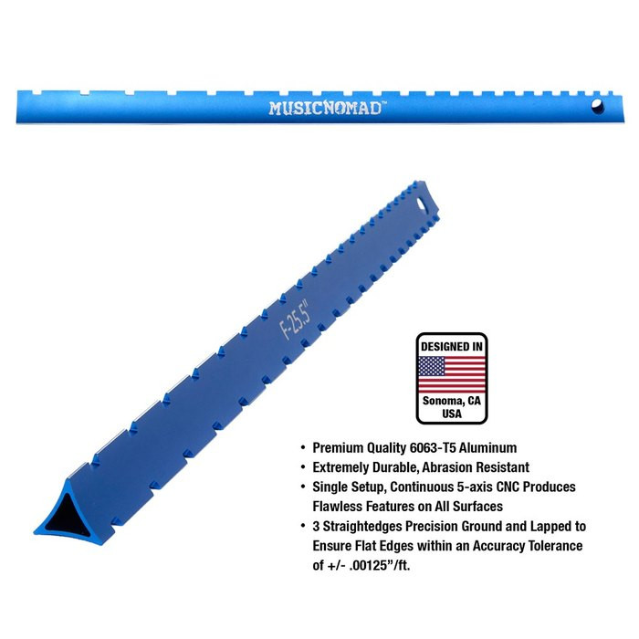 Music Nomad MN821 Tri-Beam 3 ’n 1 Dual Notched & Precision Straightedge for Guitar Fretboard & Frets