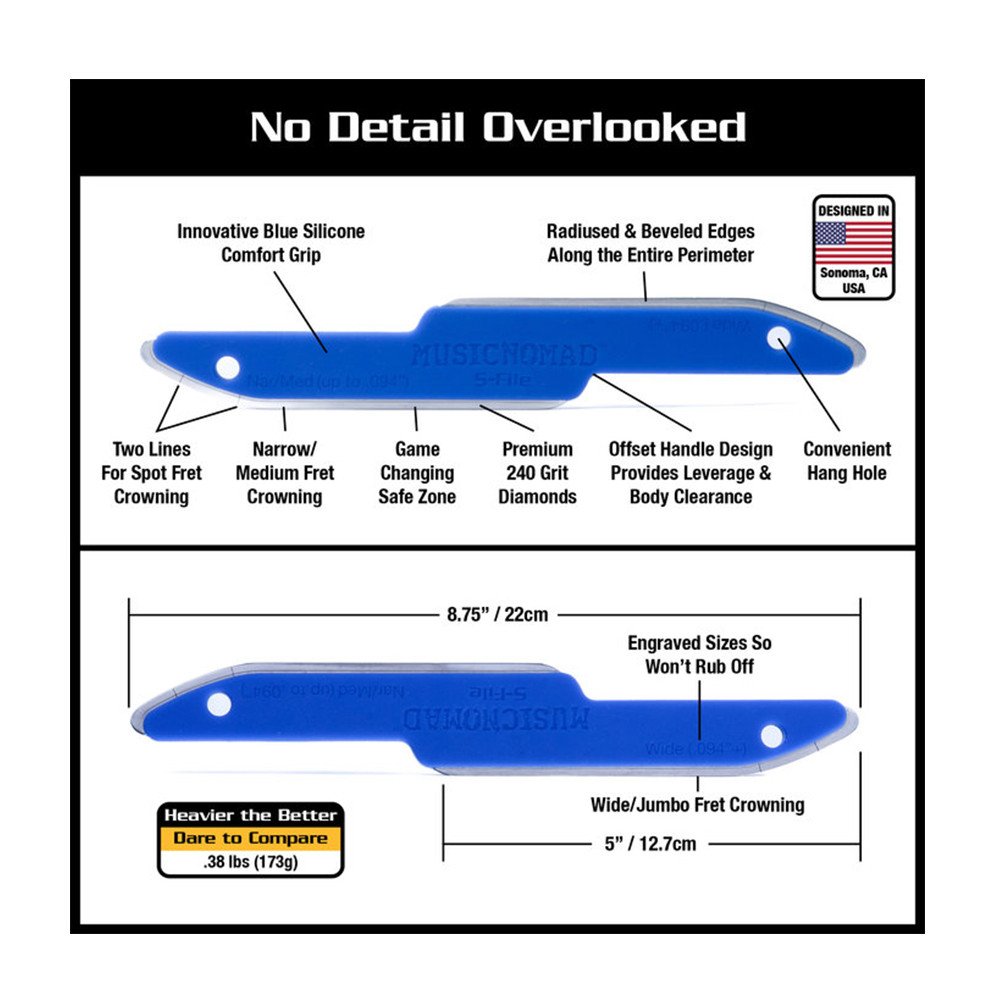 Music Nomad MN850 S-File Safe Zone Fret Crowning File