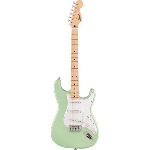 Squier FSR Sonic Stratocaster Electric Guitar w/White Pickguard, Maple FB, Surf Green