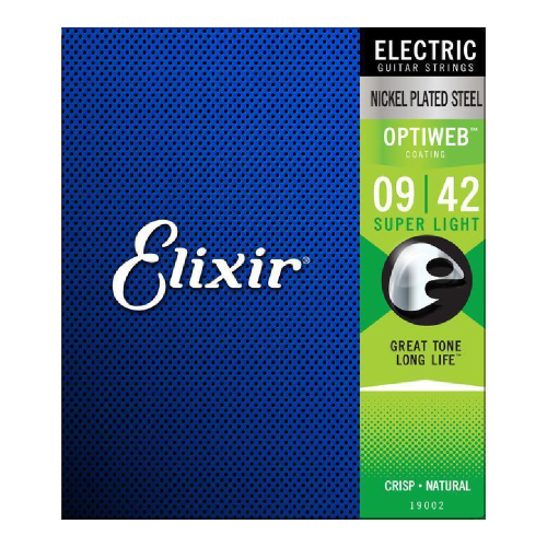 Elixir 19002 Optiweb Electric Guitar Strings, Super Light, 09-42