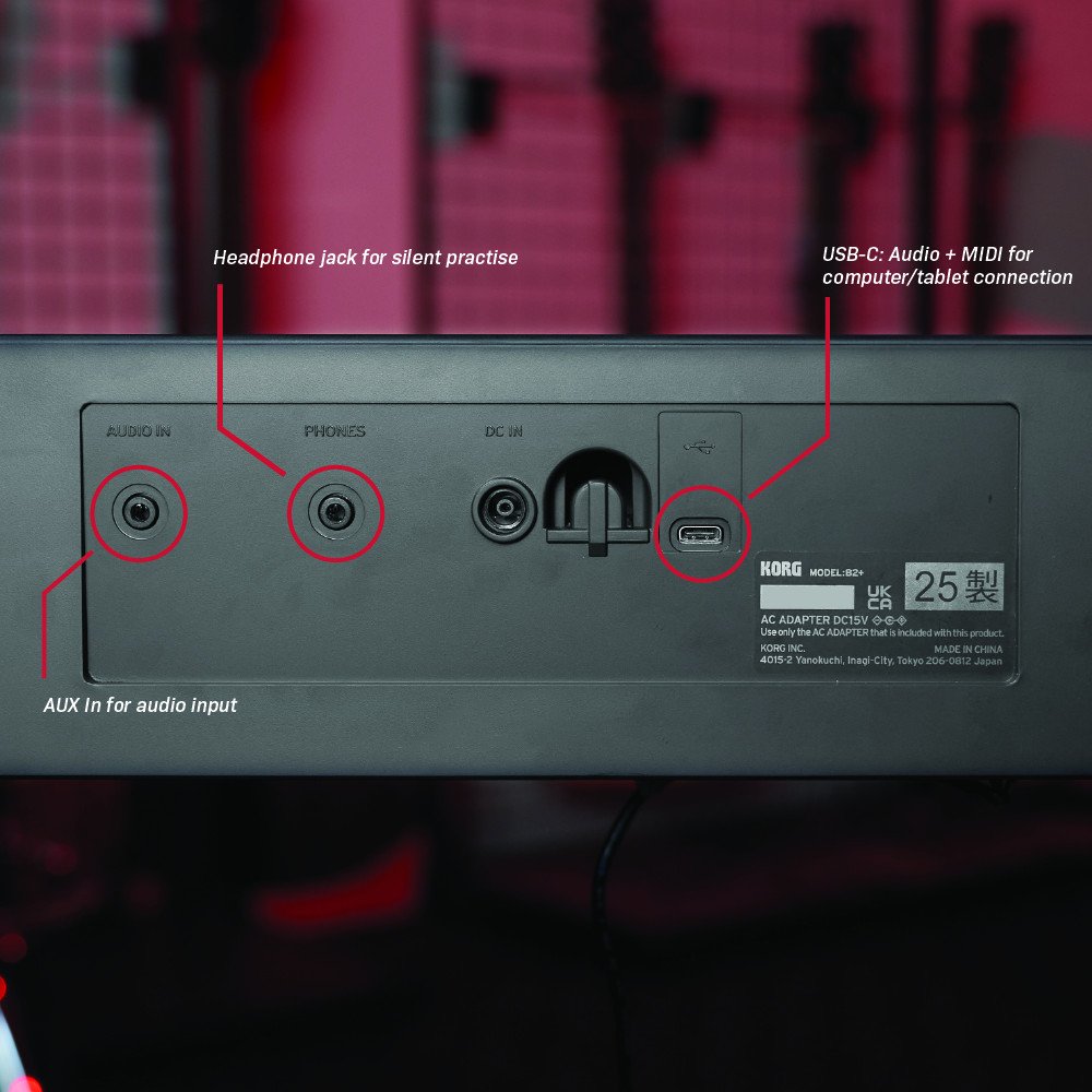 Korg B2+SP Digital Piano – 88-Key Weighted with Stand, USB-C & MIDI Controller Functionality