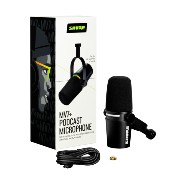 SHURE -MV7+-K(BLACK) XLR/USB-C PODCAST MICROPHONE