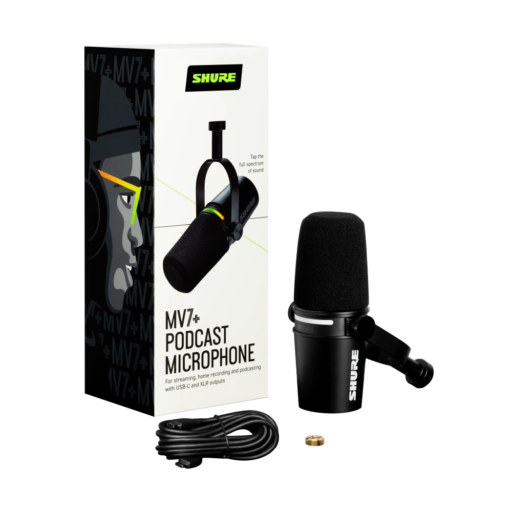 SHURE -MV7+-K(BLACK) XLR/USB-C PODCAST MICROPHONE