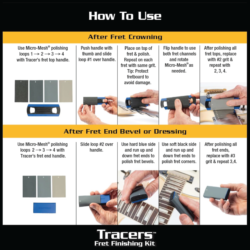 MusicNomad MN860 – 6-Piece Tracers Fret Finishing Kit