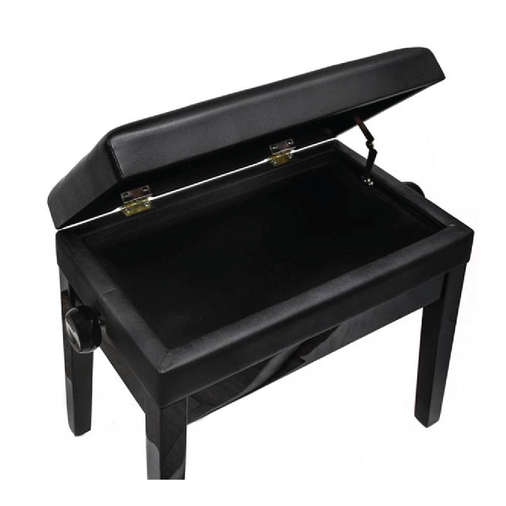 BSL HY-PJ007 – Adjustable Piano Bench with Storage in Polish Black