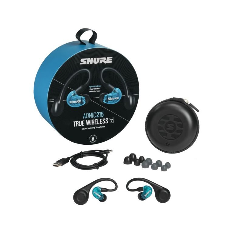 Shure SE21DYBL+TW2-A – AONIC 215 Gen 2 True Wireless Sound Isolating Earphones with Bluetooth MMCX Adapter (Blue)