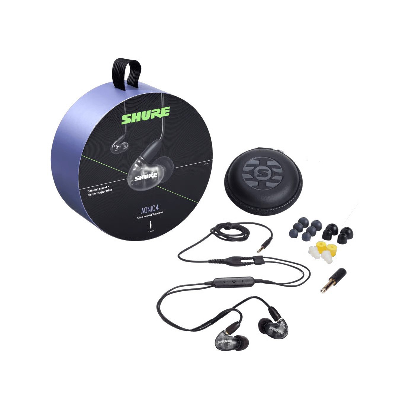 Shure SE42HYBK+UNI-A – AONIC 4 Hybrid Dual-Driver Sound Isolating Earphones with Detachable RMCE-UNI Cable (Black)