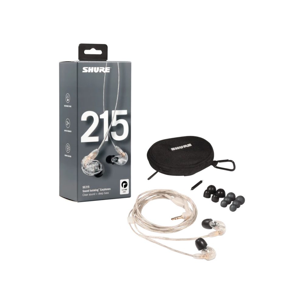 Shure SE215 – Sound Isolating Earphones with Dynamic MicroDriver and Detachable Cable (Clear)