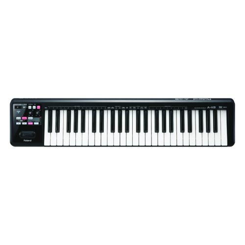 Roland A-49 – 49-Key Lightweight MIDI Keyboard Controller with Velocity-Sensitive Keys, USB Power & DAW Integration