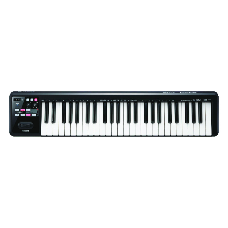Roland A-49 – 49-Key Lightweight MIDI Keyboard Controller with Velocity-Sensitive Keys, USB Power & DAW Integration