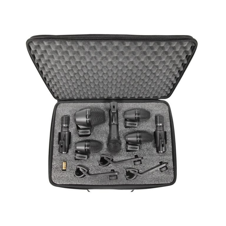 Shure PGADRUMKIT7 – 7-Piece Drum Microphone Kit with PGA52 Kick Drum Mic, PGA57 Snare Mic, PGA56 Tom Mics (x3) & PGA81 Condenser Overhead Mics (x2)