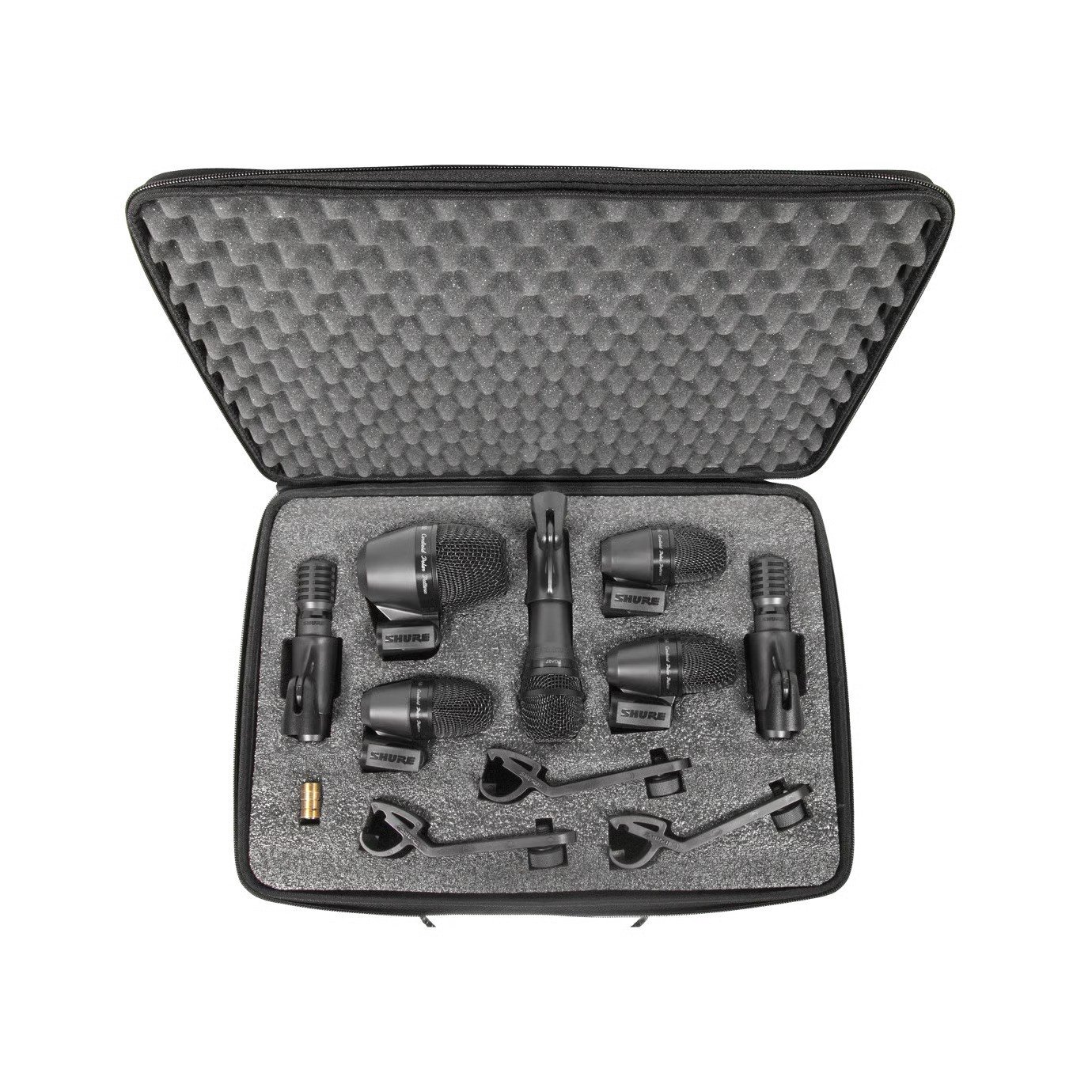 Shure PGADRUMKIT7 – 7-Piece Drum Microphone Kit with PGA52 Kick Drum Mic, PGA57 Snare Mic, PGA56 Tom Mics (x3) & PGA81 Condenser Overhead Mics (x2)