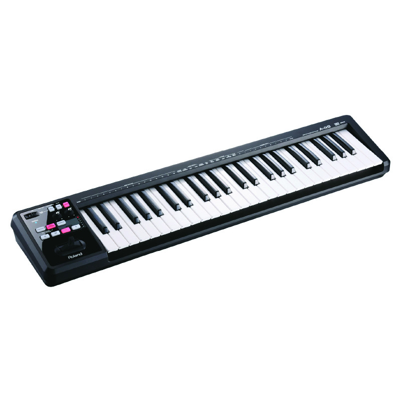 Roland A-49 – 49-Key Lightweight MIDI Keyboard Controller with Velocity-Sensitive Keys, USB Power & DAW Integration