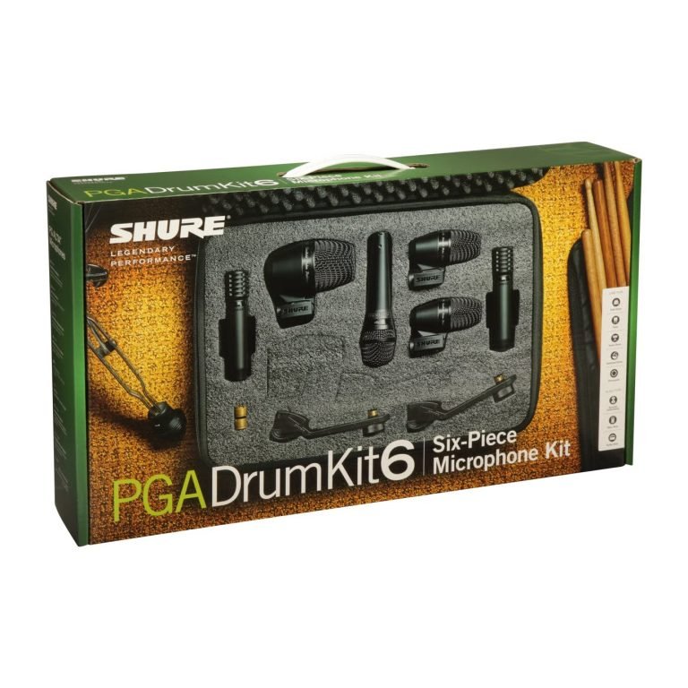 Shure PGADRUMKIT6 – 6-Piece Drum Microphone Kit with PGA52 Kick Drum Mic, PGA57 Snare Mic, PGA56 Tom Mics (x2) & PGA81 Condenser Overhead Mics (x2)