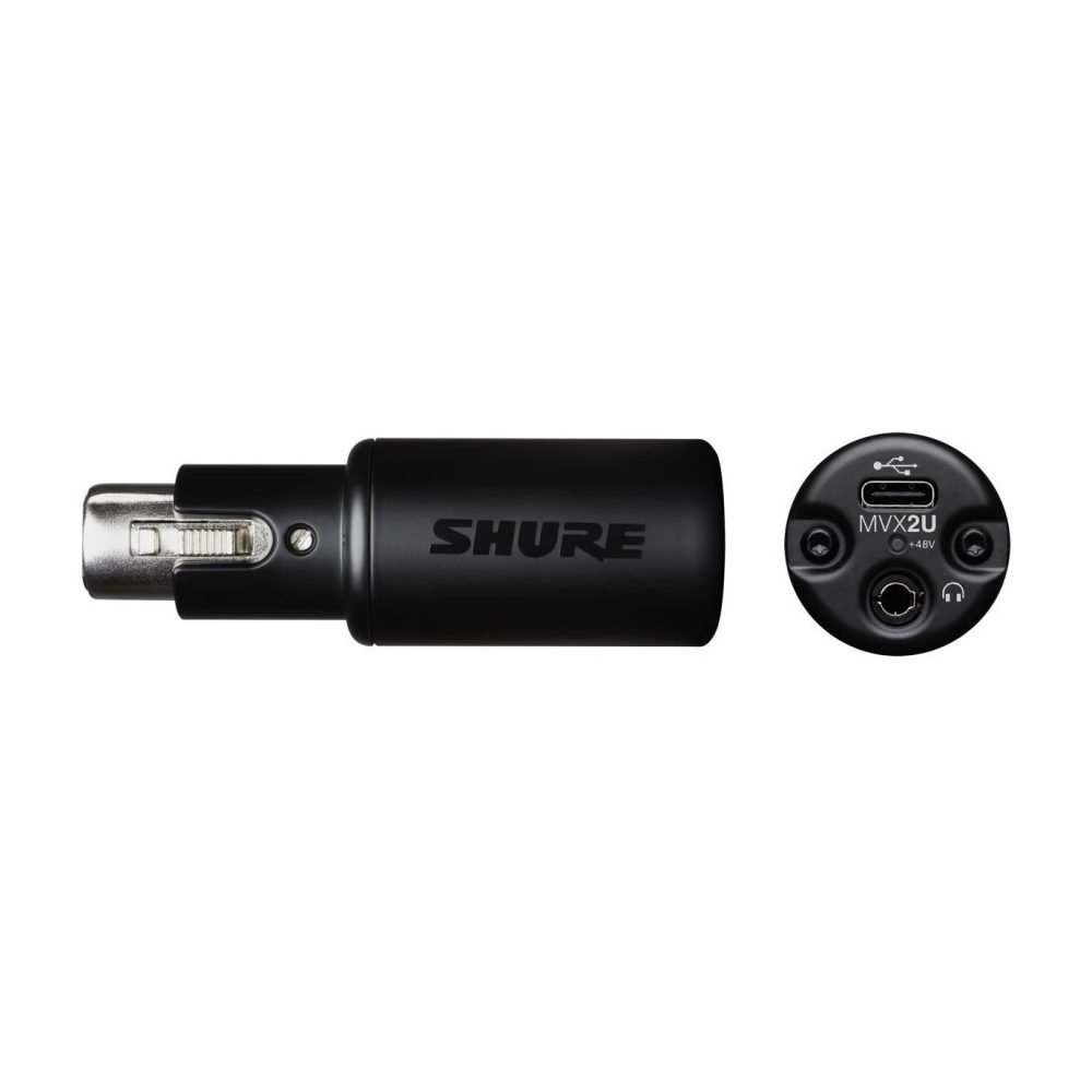 Shure MVX2U – Digital Audio Interface (XLR-to-USB Adapter with Phantom Power)