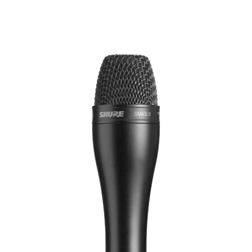 Shure SM63LB – Omnidirectional Dynamic Microphone (9”) with Black Finish for Broadcast, Interviews & Public Speaking