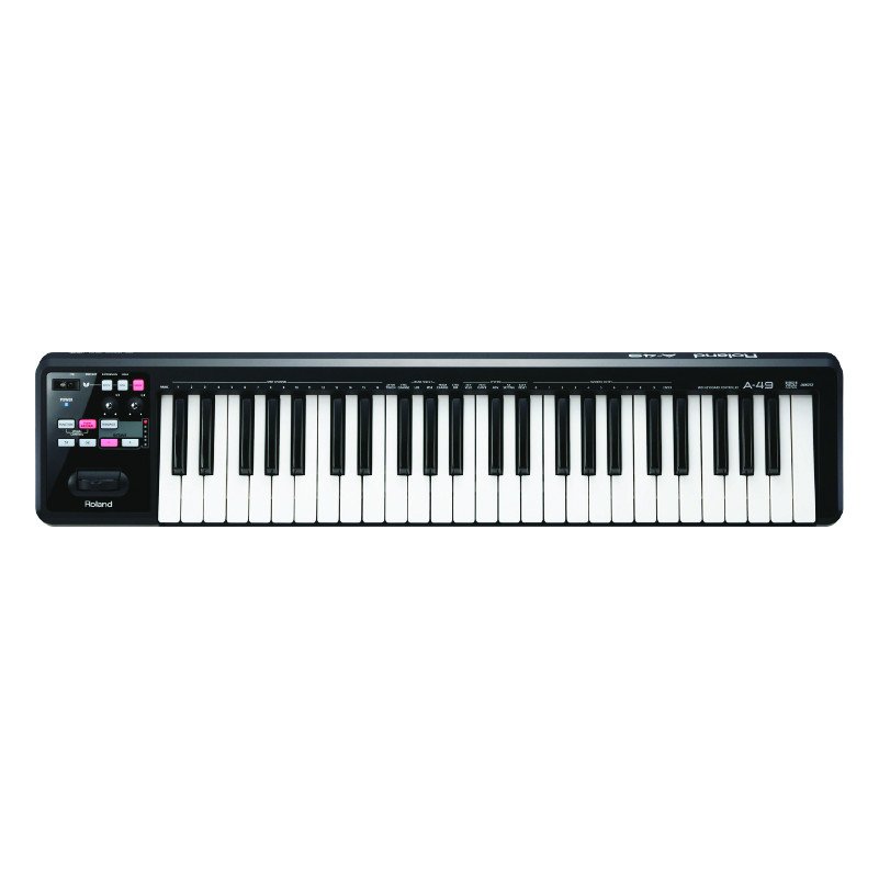 Roland A-49 – 49-Key Lightweight MIDI Keyboard Controller with Velocity-Sensitive Keys, USB Power & DAW Integration