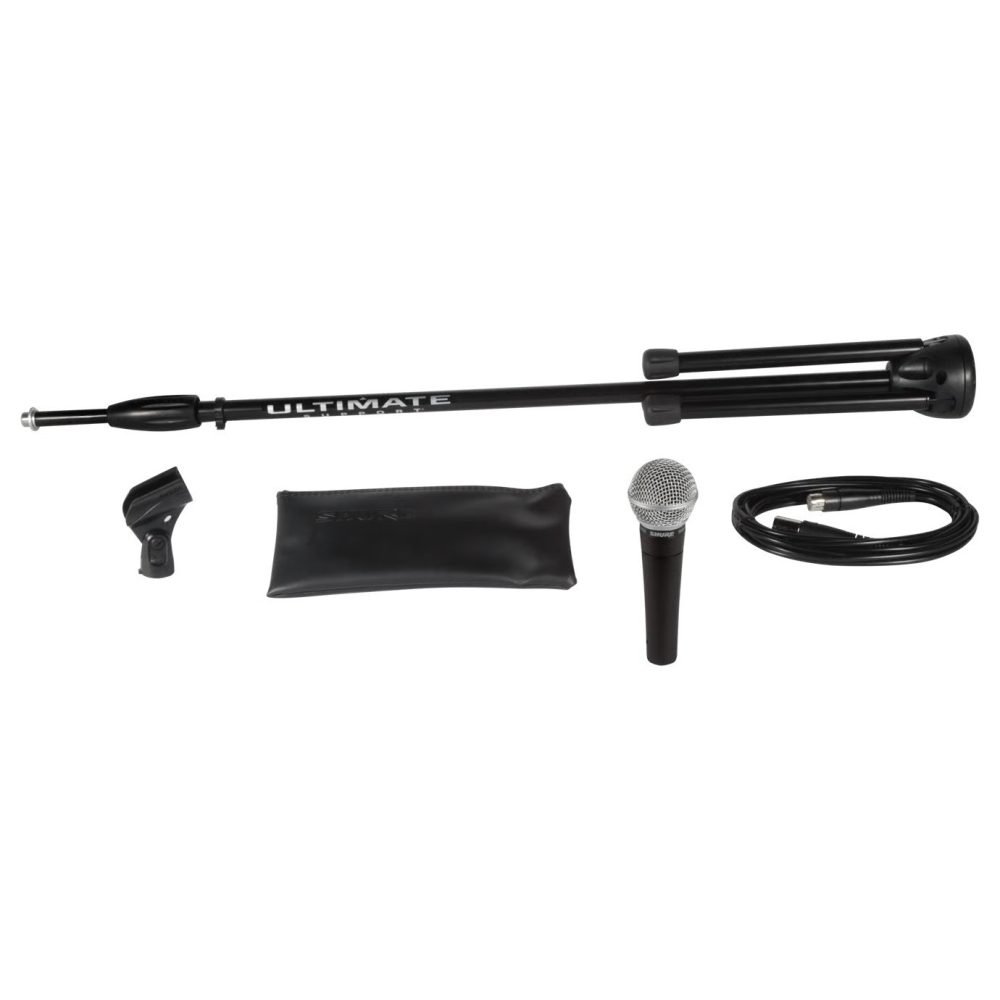 Shure SM58-CN BTS-A – Stage Performance Kit with SM58 Dynamic Vocal Microphone, Microphone Stand & 6m XLR Cable
