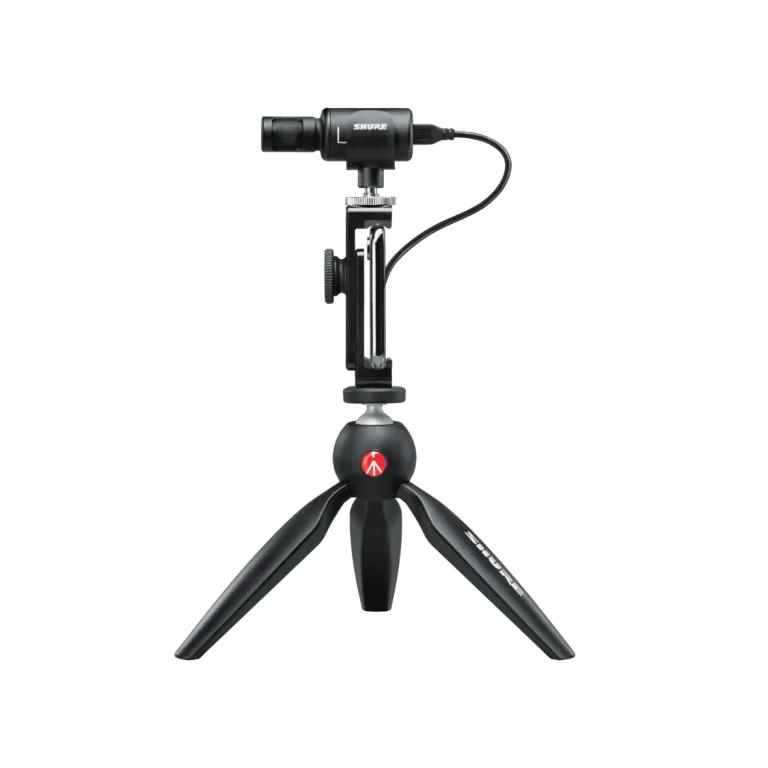 Shure MV88+DIG-VIDKIT – MV88+ Video Kit with Digital Stereo Condenser Microphone, Manfrotto PIXI Tripod & Phone Mount for Mobile Recording
