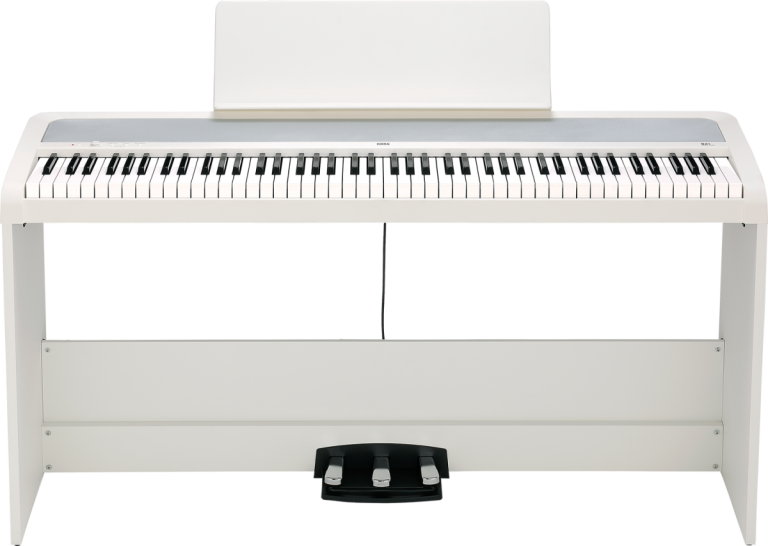 Korg B2 + SP (White) – 88-Key Digital Piano with Weighted Hammer Action, Matching Stand & Triple Pedal Unit