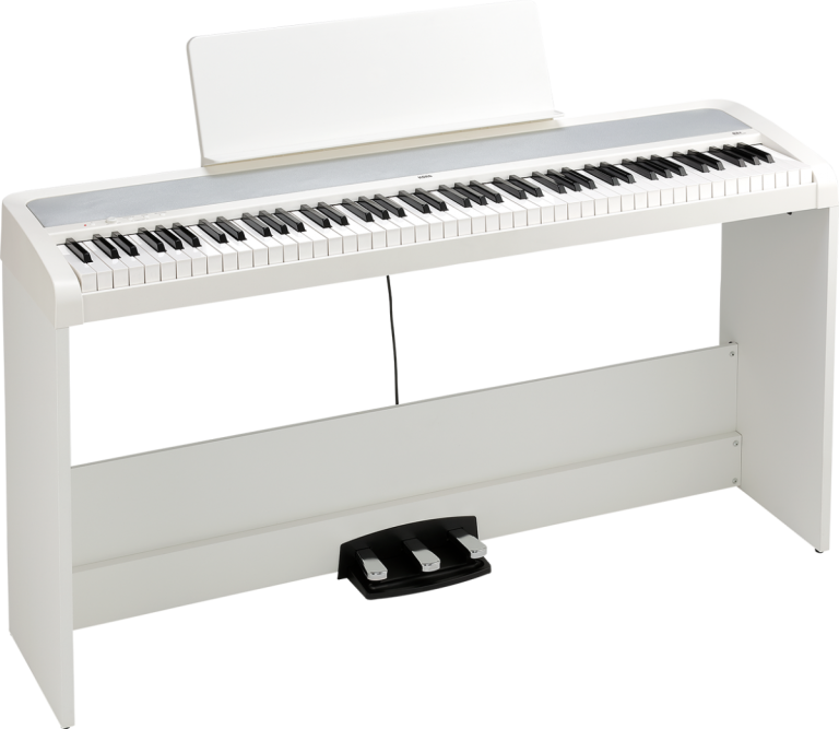 Korg B2 + SP (White) – 88-Key Digital Piano with Weighted Hammer Action, Matching Stand & Triple Pedal Unit