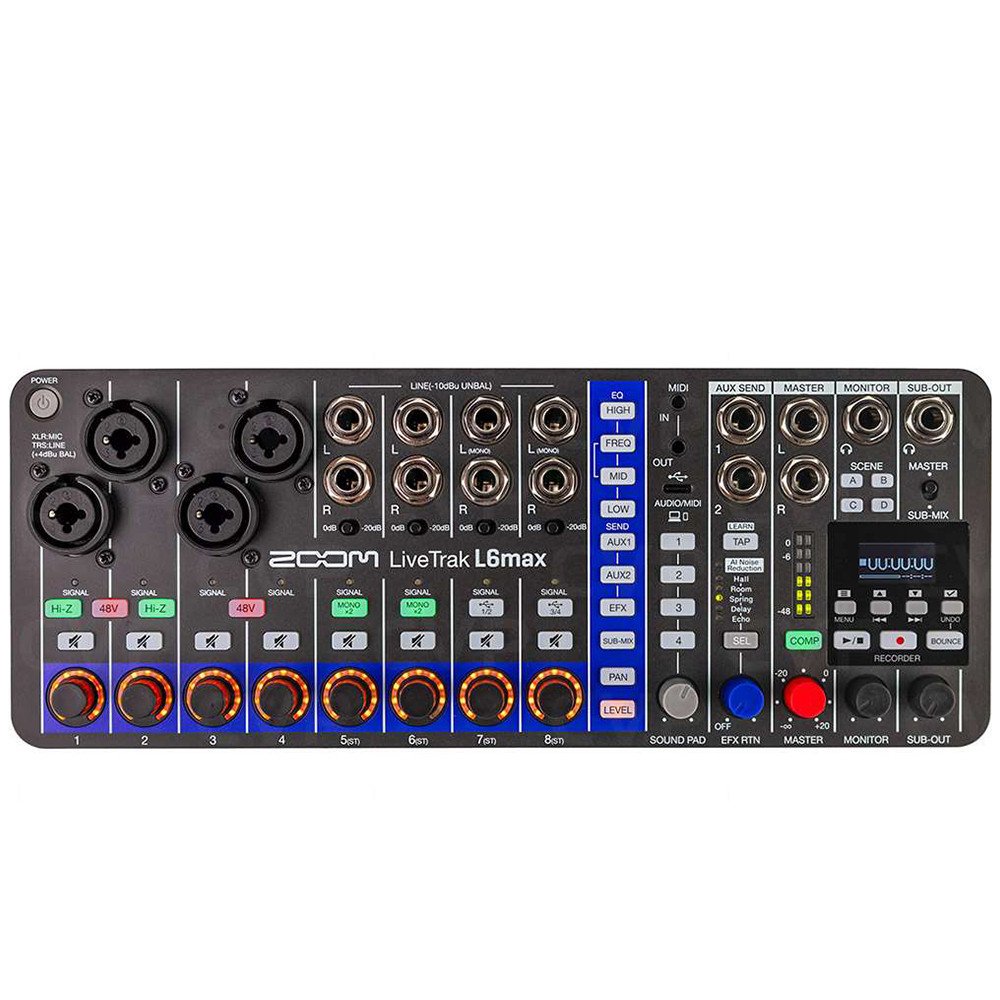 Zoom LiveTrak L6max 12-Channel Digital Mixer – Portable Live Mixer, Multitrack Recorder & USB Audio Interface