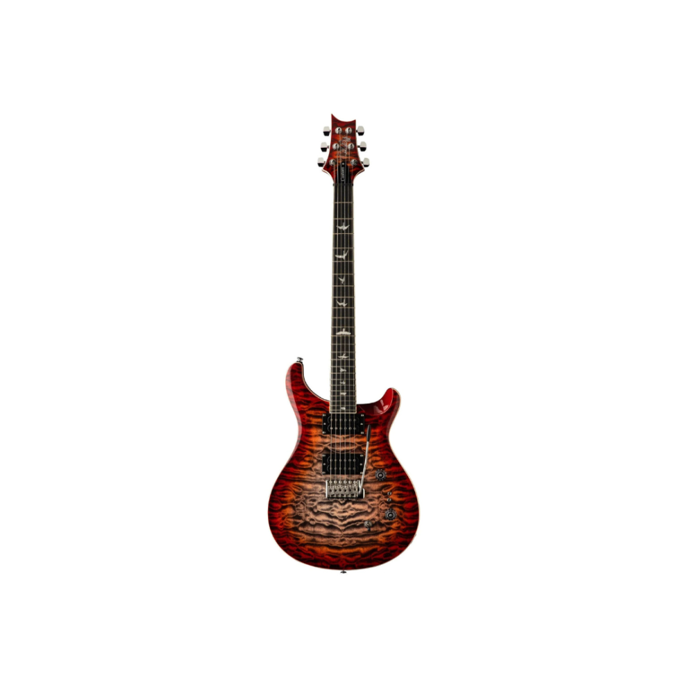 PRS SE Custom 24-08 Quilt Electric Guitar – Charcoal Cherry Burst with Quilted Maple Top & 8-Pickup Versatility