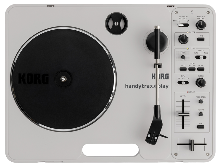 Korg Handytraxx Play – Portable Belt‑Drive Turntable with Built‑In Looper, DJ Effects, Scratch‑Optimized Fader & Battery / AC Power