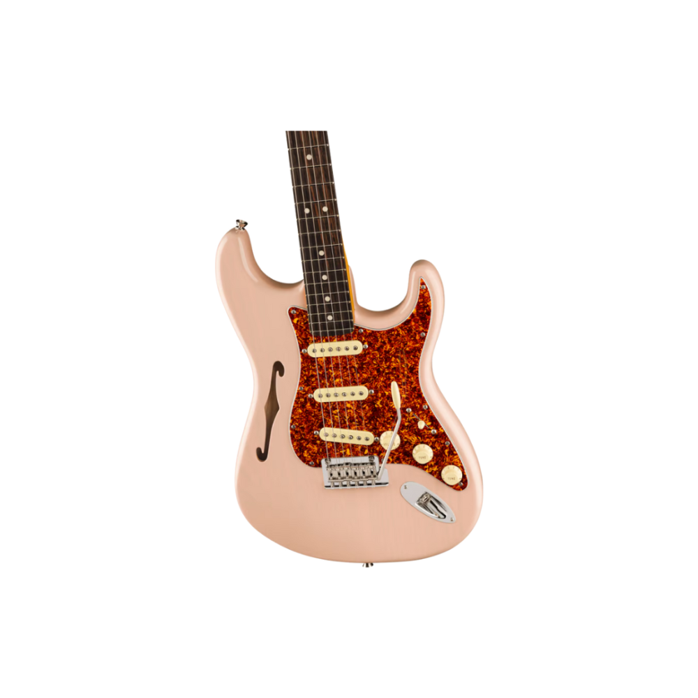 Fender Ltd American Professional II Stratocaster Thinline Electric Guitar, Transparent Shell Pink
