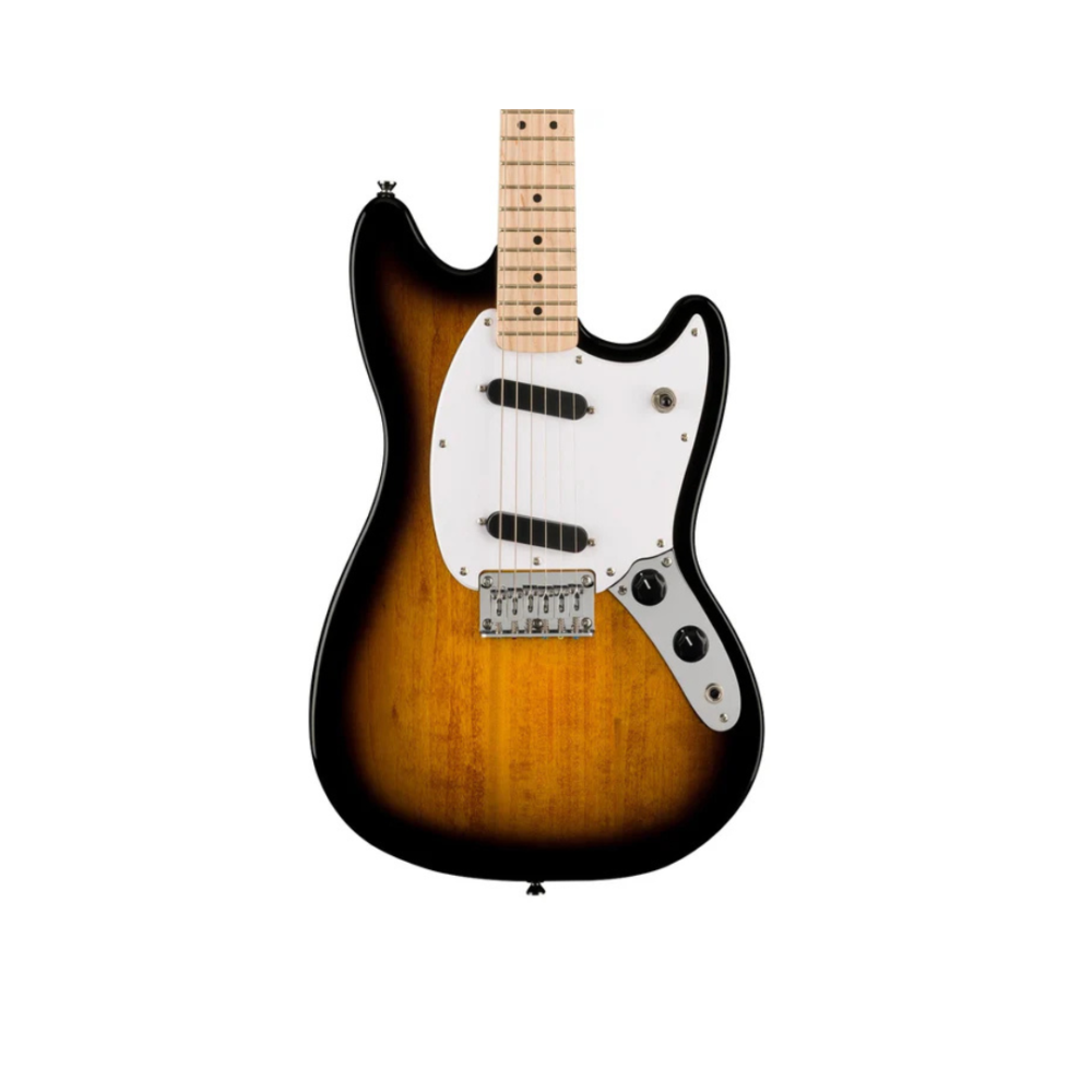 Squier Sonic Mustang Electric Guitar w/White Pickguard, Maple FB, 2-Color Sunburst