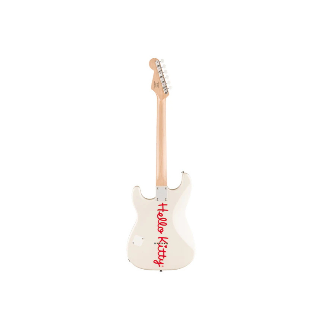 Squier Limited Edition Hello Kitty Stratocaster Electric Guitar, Maple FB, White