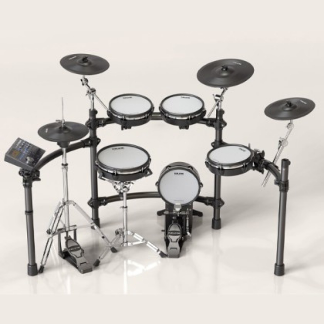 2c13a3665017759b840333453ef3c484.png NUX DM-8 – 5-Piece Professional Digital Electronic Drum Set with REMO Mesh Heads