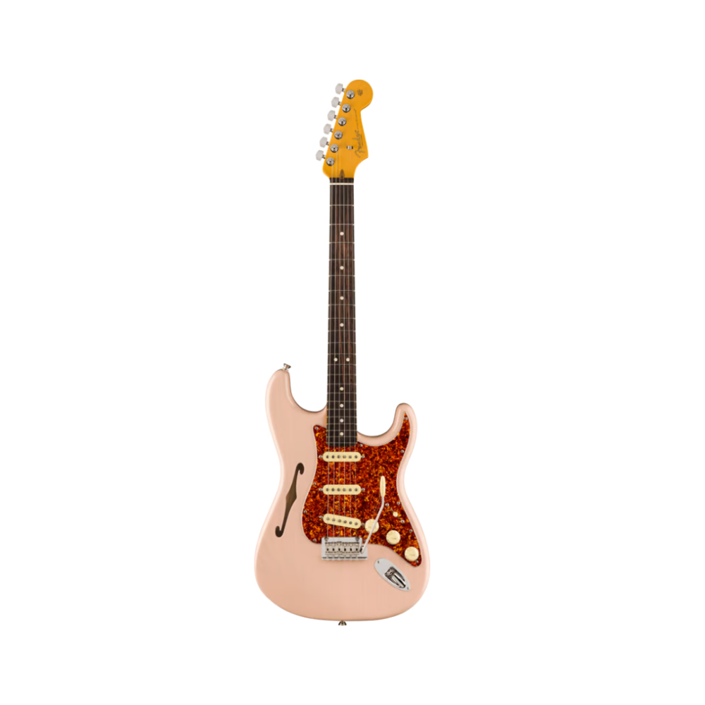 Fender Ltd American Professional II Stratocaster Thinline Electric Guitar, Transparent Shell Pink