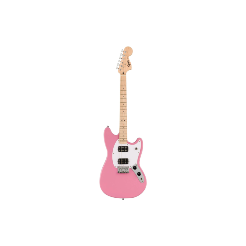 Squier Sonic Mustang HH Electric Guitar w/White Pickguard, Maple FB, Flash Pink