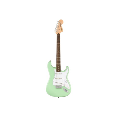 Squier FSR Affinity Series Stratocaster Guitar w/White Pearloid Pickguard, Laurel FB, Surf Green