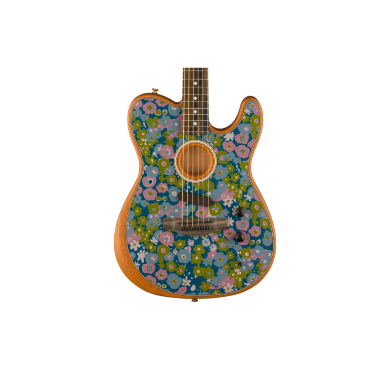 Fender FSR American Acoustasonic Telecaster Acoustic Guitar w/bag, Ebony FB, Blue Flower