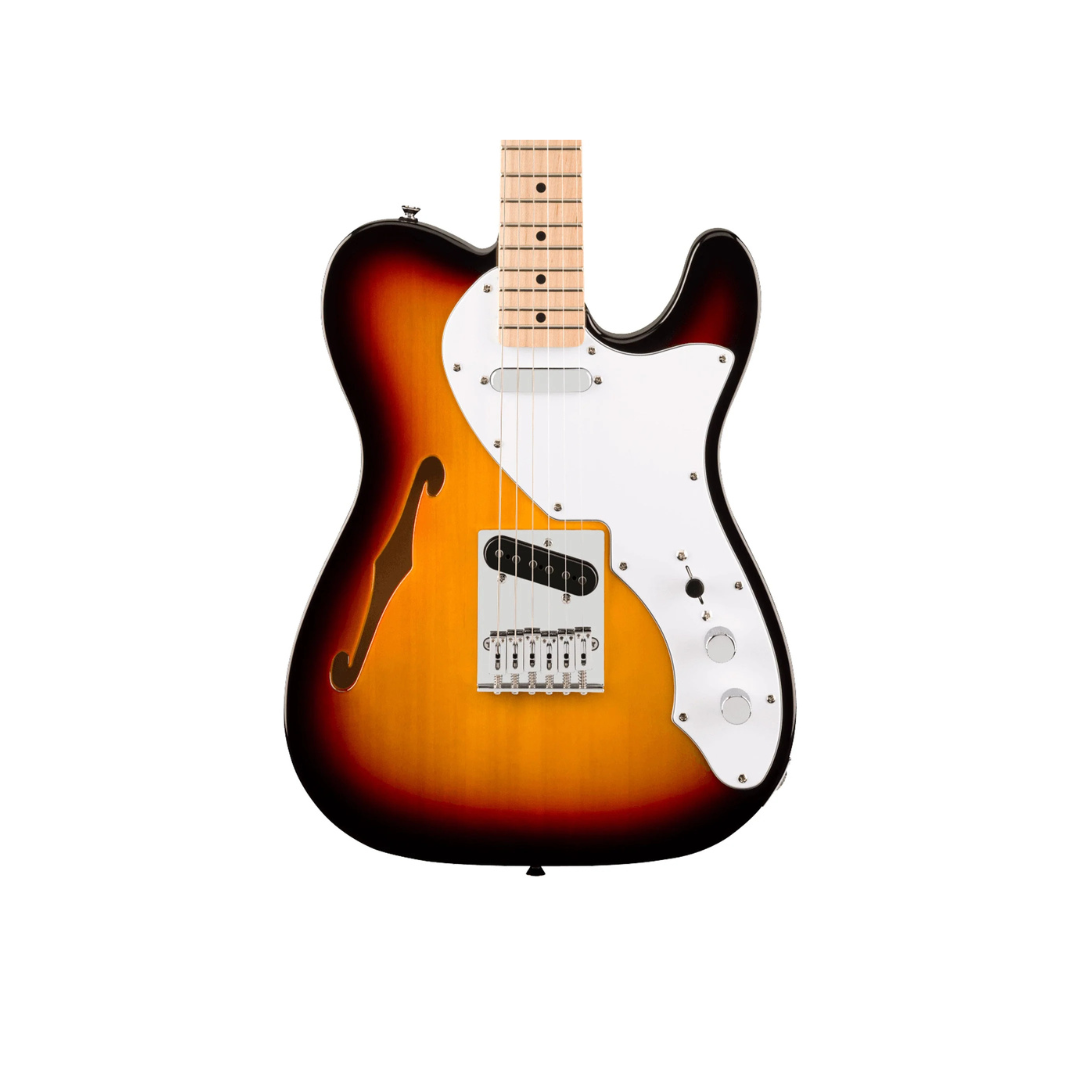 Squier Affinity Series Telecaster Thinline Electric Guitar, Maple FB, 3-Color Sunburst