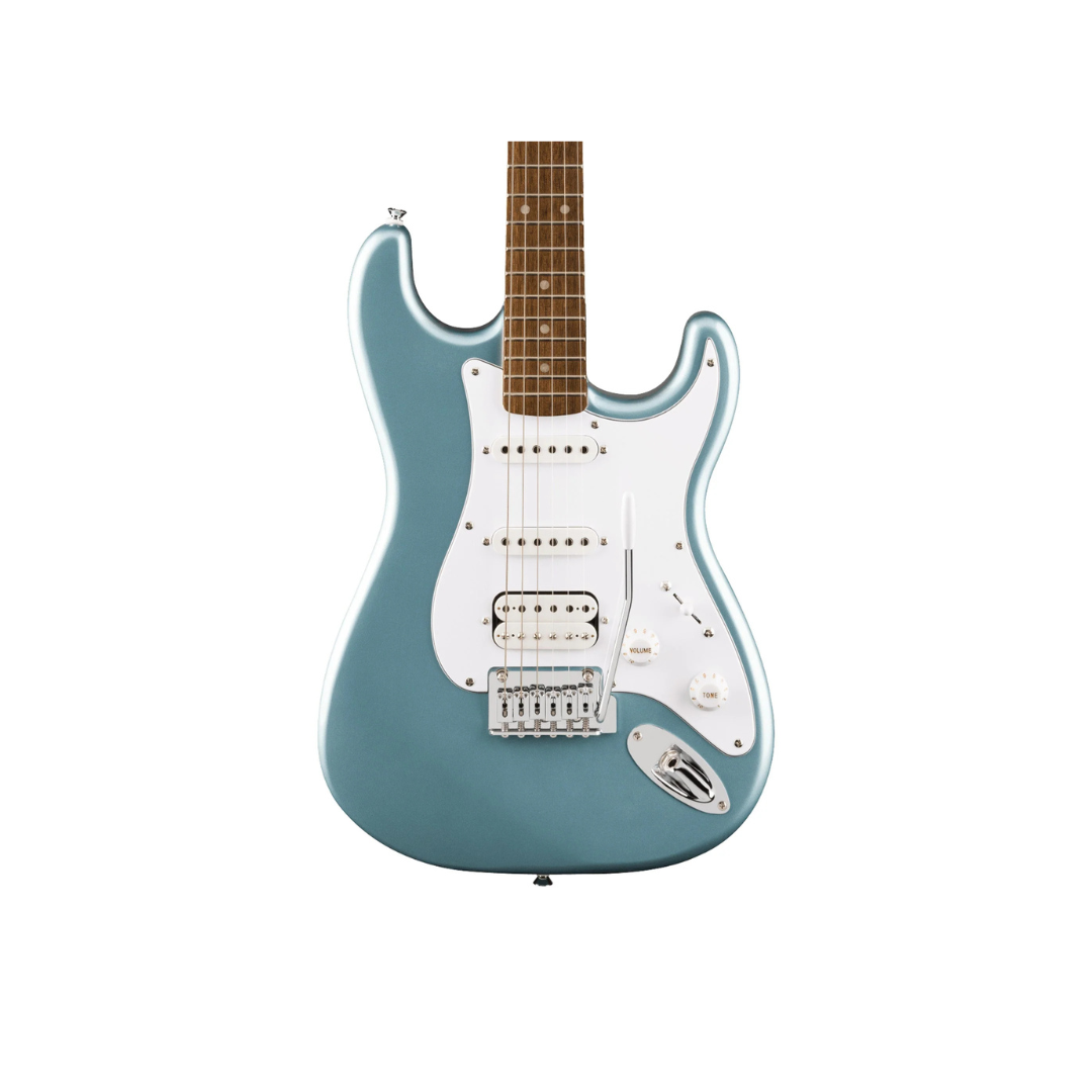 Squier Affinity Series Stratocaster Junior HSS Electric Guitar, Laurel FB, Ice Blue Metallic