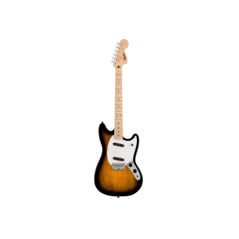Squier Sonic Mustang Electric Guitar w/White Pickguard, Maple FB, 2-Color Sunburst