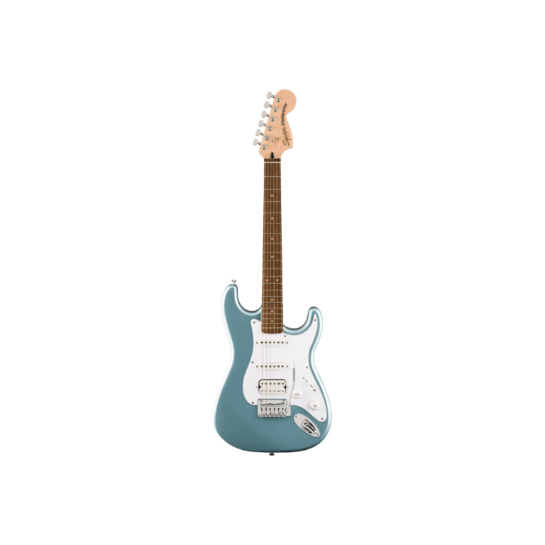 Squier Affinity Series Stratocaster Junior HSS Electric Guitar, Laurel FB, Ice Blue Metallic