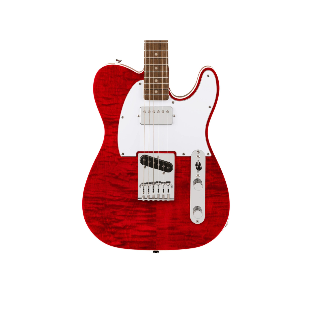 Squier Affinity Series Telecaster FMT SH Electric Guitar, Laurel FB, Crimson Red Transparent