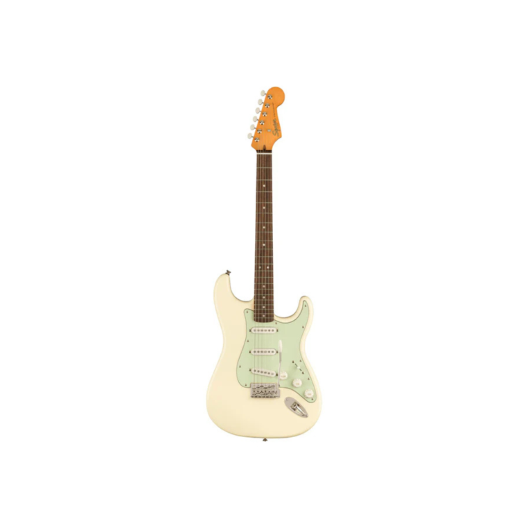 Squier FSR Classic Vibe 60s Stratocaster Electric Guitar, Indian Laurel FB, Olympic White