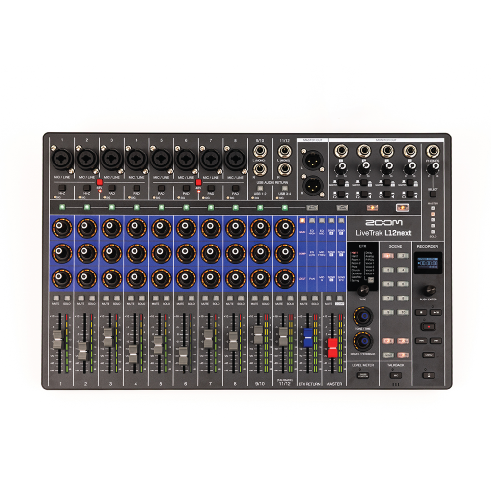 Zoom LiveTrak L-12 Next Digital Mixer front white background studio shot